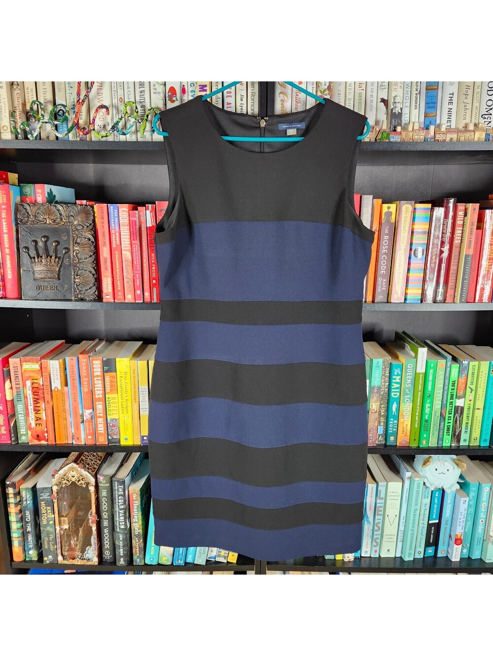Tommy Hilfiger Colorblock Sheath Dress Navy Black Size 14 Career Office